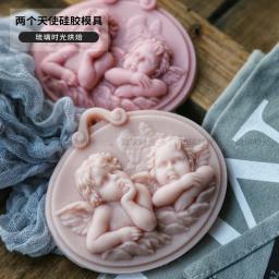 Dois anjos forma bolo silicone molde, bonito bebê aromaterapia, cera pingente molde, decoração do carro, gesso DIY gesso, artesanato moldes - Image 4