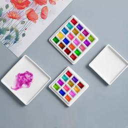 Paleta Quadrada Aquarela Cerâmica com Tampa, Mistura de Cores, Bandeja de Pintura, Arte, Artista, 12 Grades, 20 Grades - Image 3