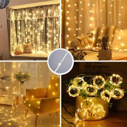 Cortina Garland LED String Lights, Decoração Festival, USB, Controle Remoto, Feriado, Casamento, Fairy Lights for Bedroom, Home, 8 Modos - Image 4