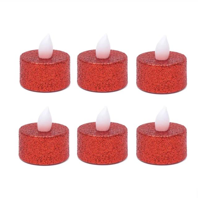Velas de Pó de Ouro LED com Glitter - 12 Unidades de Tealight Sem Chama para Decorações de Aniversário e Casamento