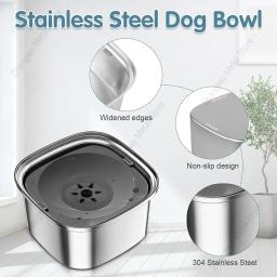 Tigela de comida para cães antirrespingos de grande capacidade, tigelas de aço inoxidável, bebedouro para cães e gatos, 3000ml - Image 3