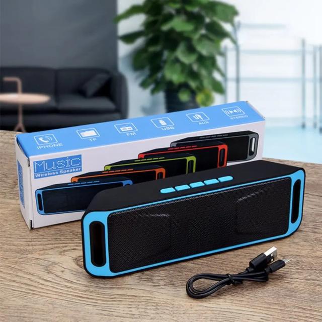 Alto-falante Bluetooth Portátil com Subwoofer Estéreo, Rádio FM, Microfone Embutido e Dual Bass SC208
