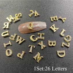 Strass Liga Nail Charms, 3D Nail Art, Alfabeto Letras e Número, Acrílico Dicas Decoração, Decoração Glitter - Image 1