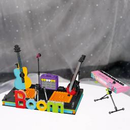 Knew-Mini blocos de construção para crianças e adultos, rock out com o instrumento musical, tijolos para iniciantes - Image 3