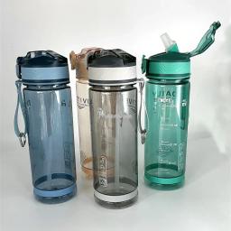 800ml garrafa de água esportiva com canudo para acampamento caminhadas ao ar livre plástico transparente bpa livre garrafa para homens drinkware - Image 2