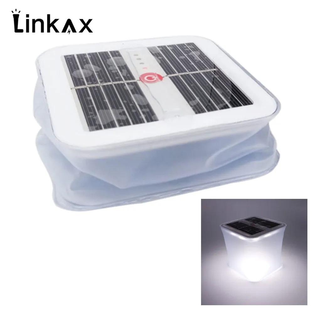 Lanterna portátil solar LED inflável, luz de acampamento dobrável, iluminação de emergência para carros, lâmpada flutuante, regulável, viagens, caminhadas - Image 1