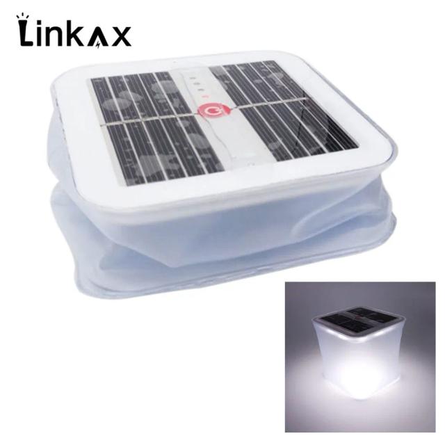 Lanterna Solar LED Inflável Portátil para Acampamento e Emergências, Lâmpada Dobrável e Flutuante para Viagens e Caminhadas