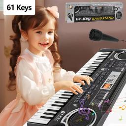 Teclado Piano eletrônico com microfone para crianças, 61 teclas, 37 teclas, órgão, instrumento musical, presente para crianças, iniciantes - Image 1