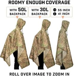Impermeável Camo com Zíper para Homens e Mulheres, Impermeável, Capa de Chuva, Tenda do Toldo, Poncho de Chuva para Motocicleta, Militar, Impermeável - Image 3