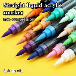 Conjunto de canetas marcadoras acrílicas de tipo reto líquido, 12/24/36 cores, ponta de pincel para pintura diy, pintura em rocha, caligrafia, doodle - Image 2