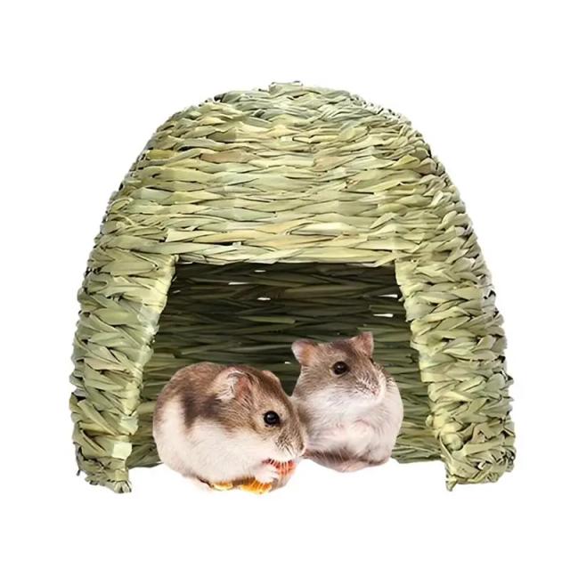 Casa de Grama Dobrável para Coelhos e Hamsters - Cama Comfort, Ninho Escondido e Playground Diversão