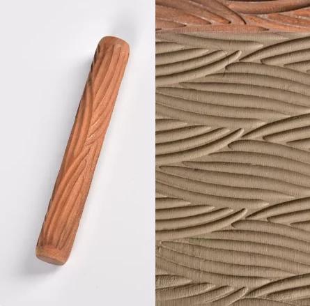 10 peças de madeira textura de rolamento impressão textura ferramenta de argila de polímero cerâmica mão-gravado impressão lama ferramenta de haste de rolamento - Image 1