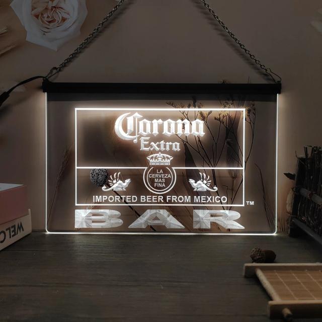 Escultura LED Neon 3D da Cerveja Corona Extra - Arte de Parede Única para Casa, Quarto e Escritório