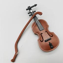Mini violino em miniatura não-tóxico 1/12 simulação de madeira violino artesanal desktop violino decoração inodoro casa de boneca acessórios - Image 5