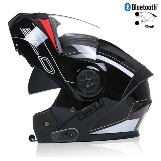 Capacete de Moto Modular Flip Up Rosto Cheio para Homens e Mulheres com Bluetooth e Aprovação DOT