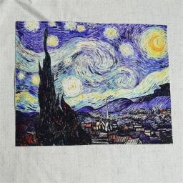 1PCS Famosa Pintura A Óleo Impresso Mão Tingido Tecido De Linho De Algodão Telas Costura DIY Patchwork Mão Bordados Quilting Sacos Tecido - Image 5