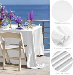 Toalha de mesa retangular de cetim branco, 6 pacotes, resistente a manchas, sem rugas, macia, sedosa, para jantar, festa de casamento, banquete - Image 2