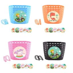 Cesta bicicletas plástico para menino menina cesta vime com alça fixação - Image 1
