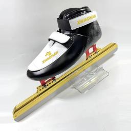 Velocidade de skate no gelo xhaohan curta pista patins gelo bota fibra carbono skate com puresprint curta pista lâmina corrida patines - Image 6