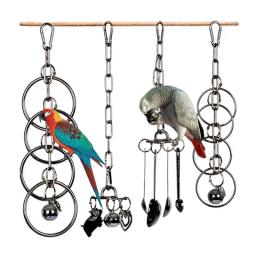 304 Stainless Steel Parrot Toy Display Rack, Escalada Suspensa, Diamante Grande, de tamanho médio, máquina cinza, Puzzle Bird Cage, Gaiola Suspensa - Image 1