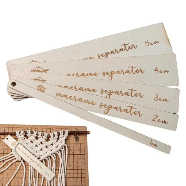 Conjunto de Ferramentas de Madeira para Macramé: 5 Peças com Régua, Guia e Separadores