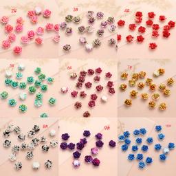 Mini resina flor-como cabochões, 6mm/8mm, acessórios retro para fazer jóias, decoração do prego, diy, 100 pçs/lote - Image 1
