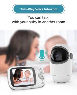 Vb801 Monitor eletrônico para bebês com tela de LCD de 3,2 polegadas Câmera de vigilância por intercomunicação de vídeo Proteção de segurança para bebês recém-nascidos - Image 4