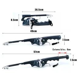 Vara de pesca dobrável portátil do mar da carpa, telescópico, dobramento, ultra duro, atração Polo, combinação do carretel, 1 corpo com linha equipamento, 134cm - Image 2