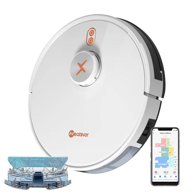 Robô Aspirador Neatsvor X600Pro 6000Pa: Limpeza Eficiente a Seco e Molhado com Navegação a Laser e Controle por App Wi-Fi