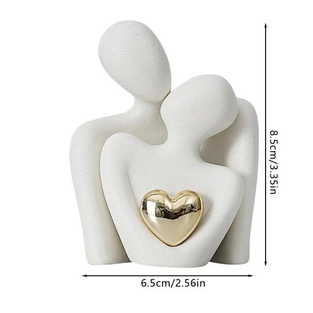 Estatuetas Cerâmicas Modernas para Decoração de Casa - Esculturas Abstratas de Amor para Ambientes Elegantes