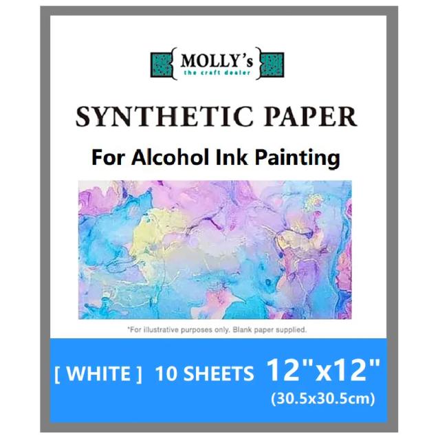 Papel Sintético Liso Yupo para Pintura e Desenho – Ideal para Artesanato DIY, 12x12 Polegadas, Branco