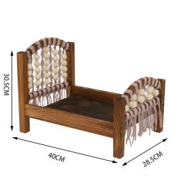 Adereços para fotografia de recém-nascidos, cama de bebê artesanal, móveis retrô, acessórios para fotos de bebê, menina, menino, posando, cenário de cama - Image 4