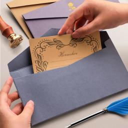 Envelope com selagem adesivos, papel presente vintage, carta escrita, cartão postal, cartão, convite de casamento, 5pcs - Image 4