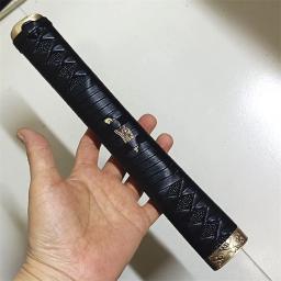 Espada Samurai de Couro Preto, Menuki Latão + Fuchi + Cabo Kashira, Katana Japonesa, Acessórios Wakizashi e Tanto, 26cm - Image 3