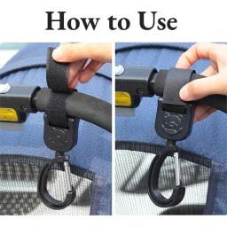 Ganchos para carrinho de bebê, bolsa suspensa giratória 360 graus, organizador de carrinho de armazenamento, cabide universal, acessórios para carrinho de criança ao ar livre - Image 5