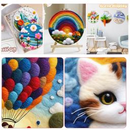 Lã Feltro Kit com Moldura Feltragem Agulhas e Flor, DIY Bordados, Engraçado Artesanato Pacote, Agulha Picture Kit - Image 4