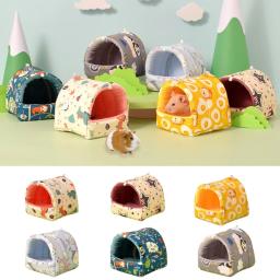 Cama macia para animais estimação, estampa fofa, casa escondida, gaiola inverno, furões, cama dormir, acessório - Image 1