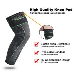 Joelheiras de Compressão para Esporte, Longa Brace Nylon, Anti Slip Gel, Atadura Elástica, Protetor de Manga, Alongar Suporte Stripe, 1Pc - Image 4