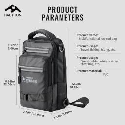 HAUT TON Mochila multifuncional para equipamento de pesca com haste, suporte preto de grande capacidade, acampamento, caminhadas ao ar livre, bolsa de ombro no peito - Image 6
