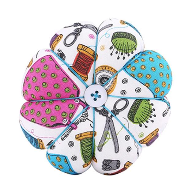 Kit de Costura Floral com Almofada para Pinos em Design de Abóbora e Bandeja Removível