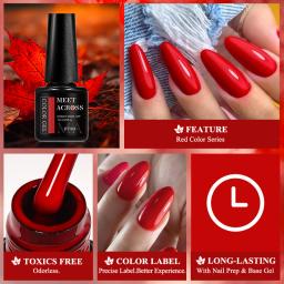 MEET ACROSS-Esmalte Semi Permanente, Soak Off Gel, Verniz UV, Base de Manicure, Top Coat Matte, Nail Art, Cristal, Vermelho, 7ml - Image 6