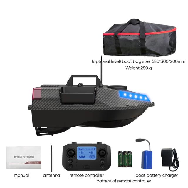 Barco de Pesca Controle Remoto com GPS e Alimentador Sem Fio, 1500m de Alcance, 12000mAh e 3 Recipientes