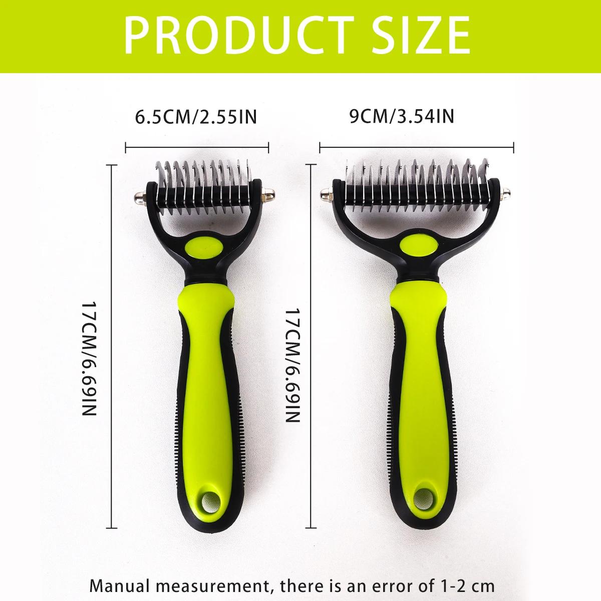 Dupla face Pet Grooming escova, derramamento e dematting Undercoat Rake pente para cães e gatos, 1PC - Image 1