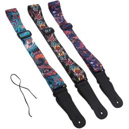 Correia ajustável da guitarra impressão, estilo nacional, flores padrão, acústico, folk, baixo elétrico, 3 cores opcionais - Image 3