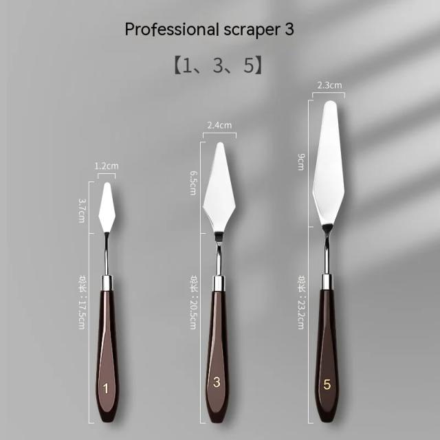 Conjunto Premium de Espátulas de Aço Inoxidável para Pintura Macia e A óleo com Cabo de Madeira e Faca Paleta para Raspagem de Guache