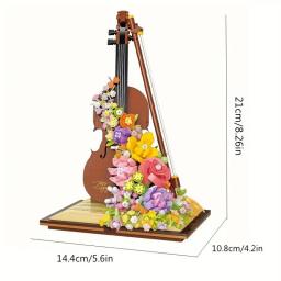Mini Piano Violino Blocos de Construção, Instrumento Musical, Flor Preservada, Cachoeira, Tijolos Modelo DIY, Brinquedos Infantis, Presentes de Férias - Image 6