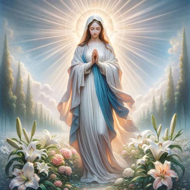 Kit de Pintura DIY Virgem Maria em Diamante com Bordado, Arte Mosaico 5D Colorida para Decoração de Casa - Lançamento 2024