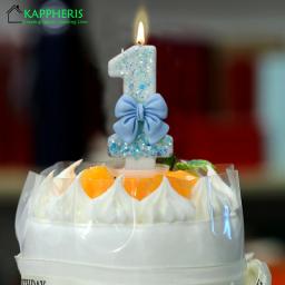 Vela De Aniversário De Sparklers Para Meninas, Decor De Bolo, Decoração De Festa, Nó De Arco Azul, Número, 1 Ano - Image 2