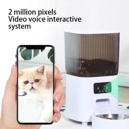Alimentador automático inteligente para gatos com câmera, Comida seca e Video Dispenser, Gravador de voz, Alimentador automático para cães, 5L Double Bowls - Image 5