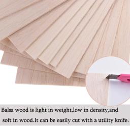 Folhas de madeira Balsa para DIY Craft Project, Grossa, Dura, 100mm, 200mm, 300mm de comprimento, 100mm, 1-8mm, 5 PCs, 10PCs - Image 5